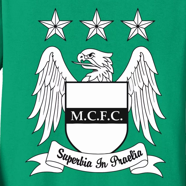 Cool Man City Slogan Eagle With Stars Kids Long Sleeve Shirt