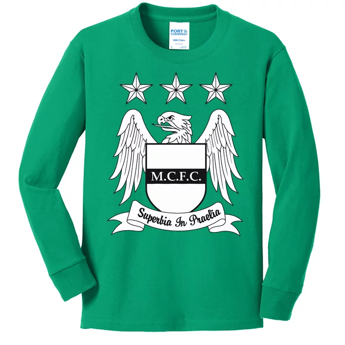 Cool Man City Slogan Eagle With Stars Kids Long Sleeve Shirt