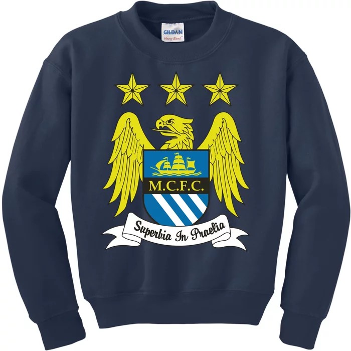 Cool Man City Slogan Eagle With Stars Kids Sweatshirt