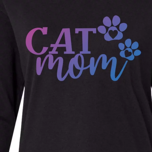 Cat Mom Cat Paws Cat Lover Funny Cute Cat Gift Womens Cotton Relaxed Long Sleeve T-Shirt