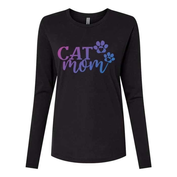 Cat Mom Cat Paws Cat Lover Funny Cute Cat Gift Womens Cotton Relaxed Long Sleeve T-Shirt