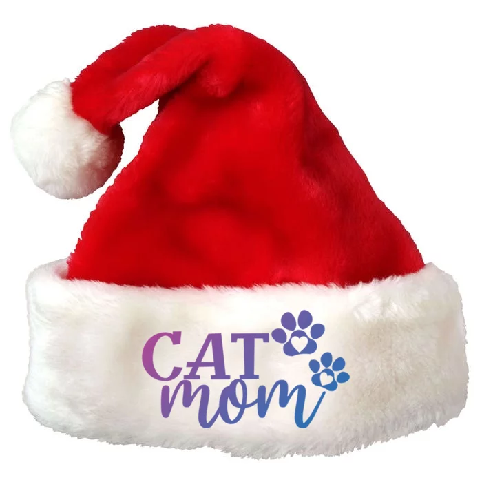 Cat Mom Cat Paws Cat Lover Funny Cute Cat Gift Premium Christmas Santa Hat