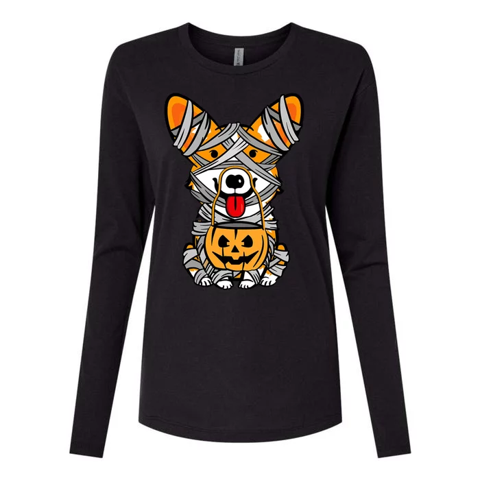 Corgi Mummy Cute Halloween Dog Lover Womens Cotton Relaxed Long Sleeve T-Shirt