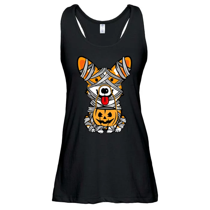 Corgi Mummy Cute Halloween Dog Lover Ladies Essential Flowy Tank