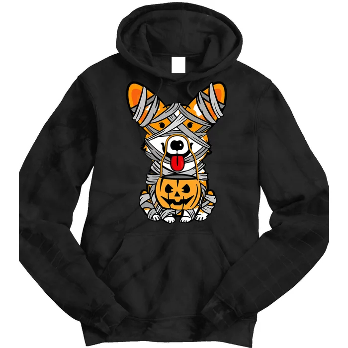 Corgi Mummy Cute Halloween Dog Lover Tie Dye Hoodie