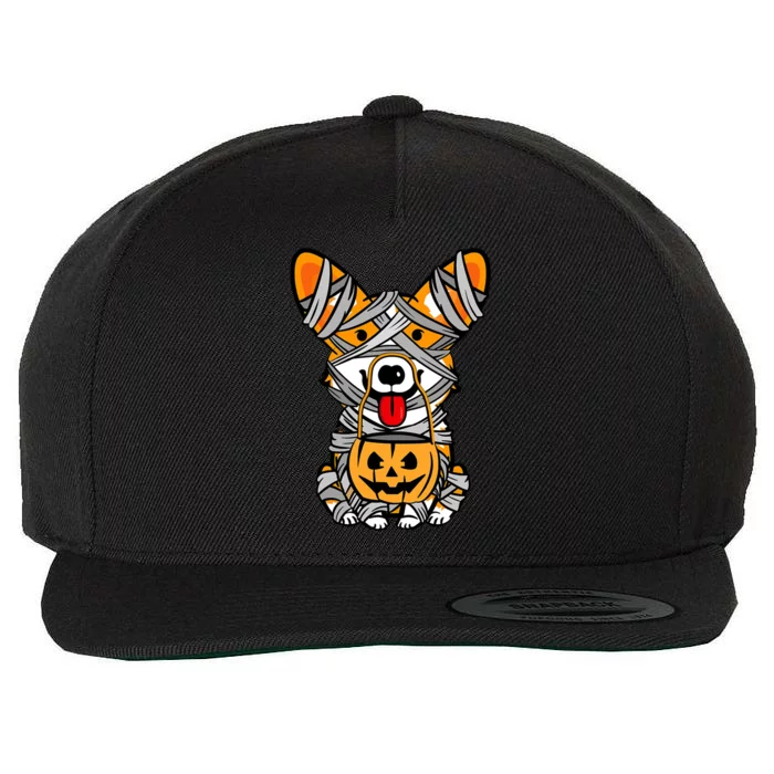 Corgi Mummy Cute Halloween Dog Lover Wool Snapback Cap