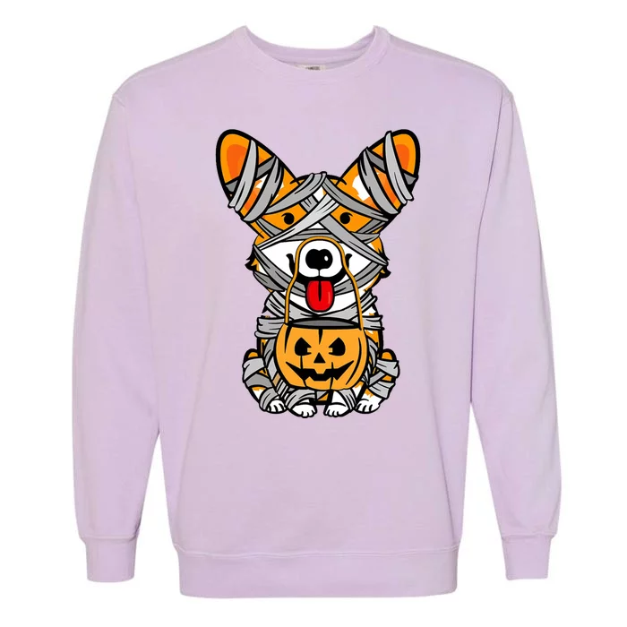 Corgi Mummy Cute Halloween Dog Lover Garment-Dyed Sweatshirt