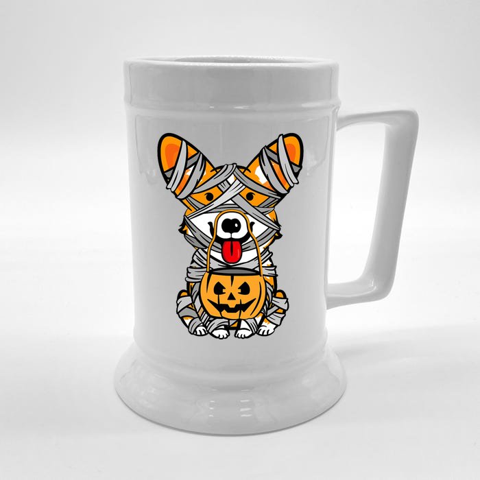 Corgi Mummy Cute Halloween Dog Lover Front & Back Beer Stein