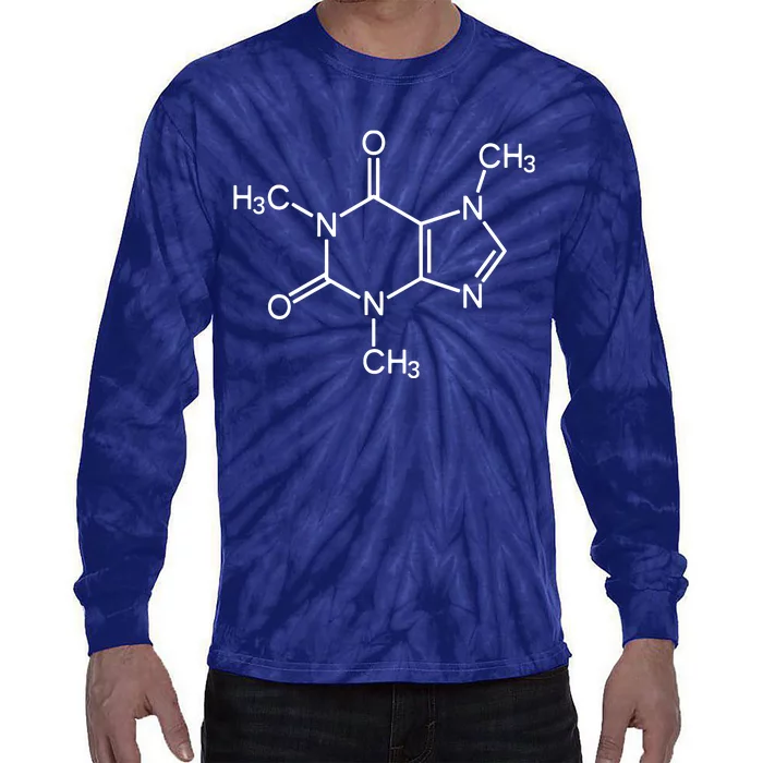 Caffeine Molecule Chemical I Love Coffee Chemistry Gift Tie-Dye Long Sleeve Shirt