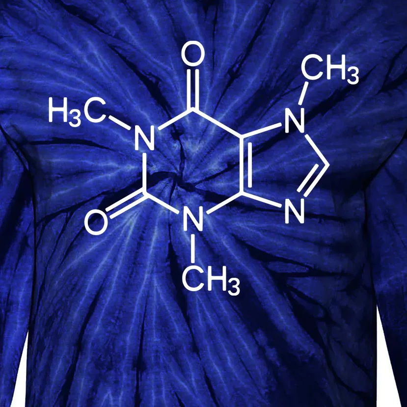 Caffeine Molecule Chemical I Love Coffee Chemistry Gift Tie-Dye Long Sleeve Shirt