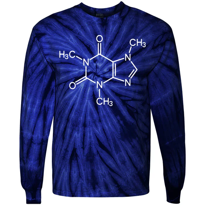 Caffeine Molecule Chemical I Love Coffee Chemistry Gift Tie-Dye Long Sleeve Shirt