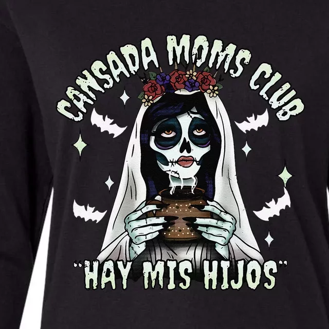 Cansada Moms Club Ay Mis Hijos Halloween Mexican Spooky Gift Womens Cotton Relaxed Long Sleeve T-Shirt