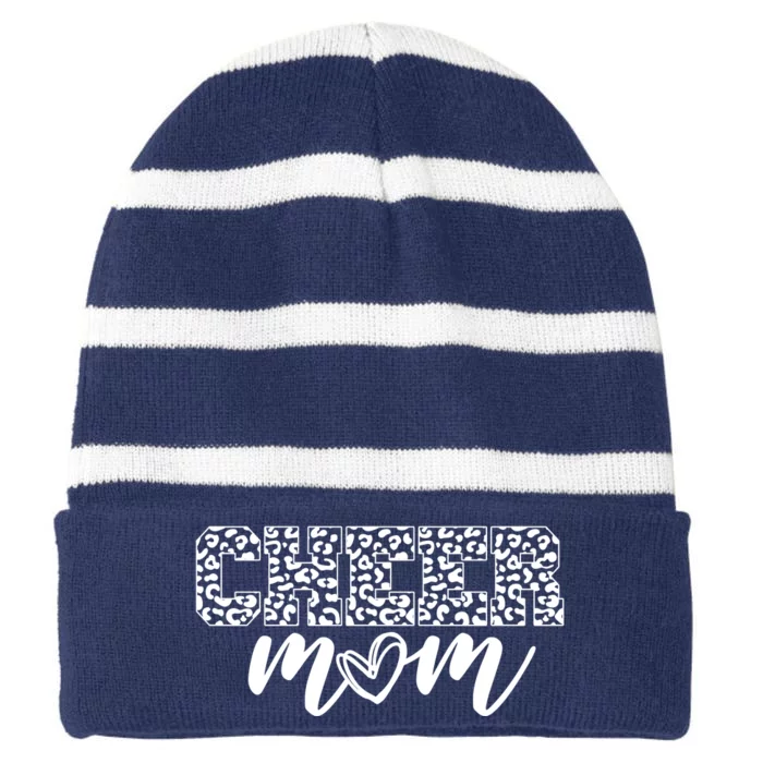 Cheer Mom Cheetah Print Cute Striped Beanie with Solid Band