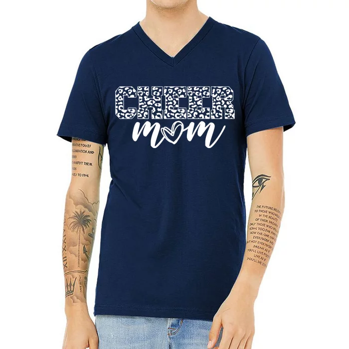 Cheer Mom Cheetah Print Cute V-Neck T-Shirt