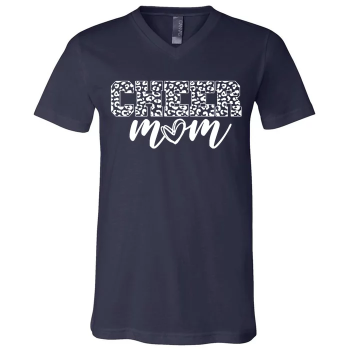 Cheer Mom Cheetah Print Cute V-Neck T-Shirt