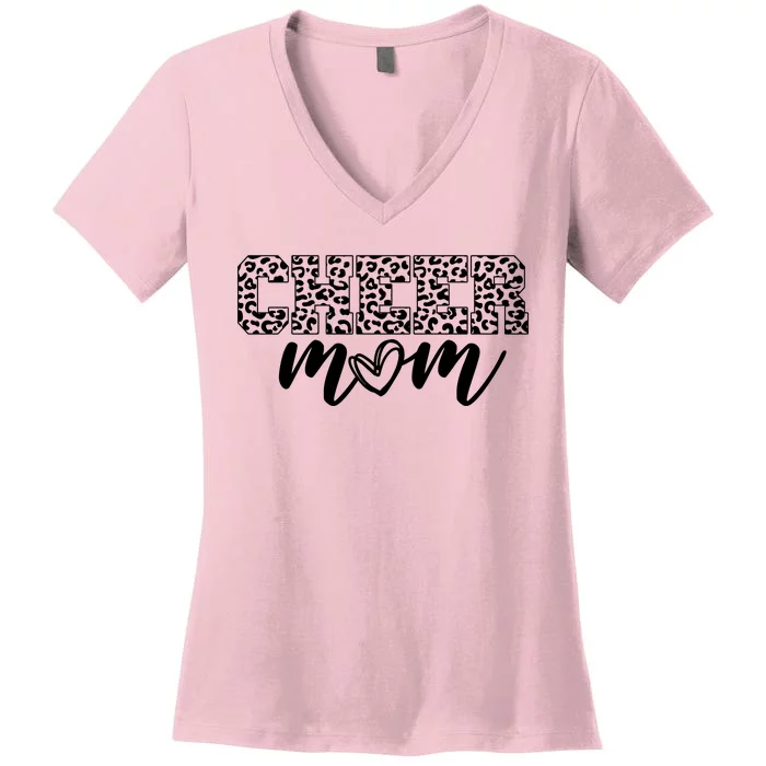 Cheer Mom Cheetah Print Cute Women's V-Neck T-Shirt