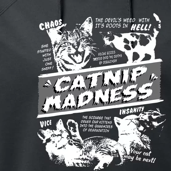 Catnip Madness Cute Kitten Funny Cat Pet Humor Performance Fleece Hoodie