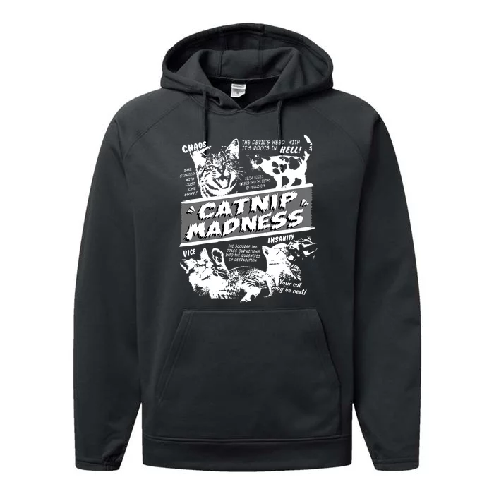 Catnip Madness Cute Kitten Funny Cat Pet Humor Performance Fleece Hoodie