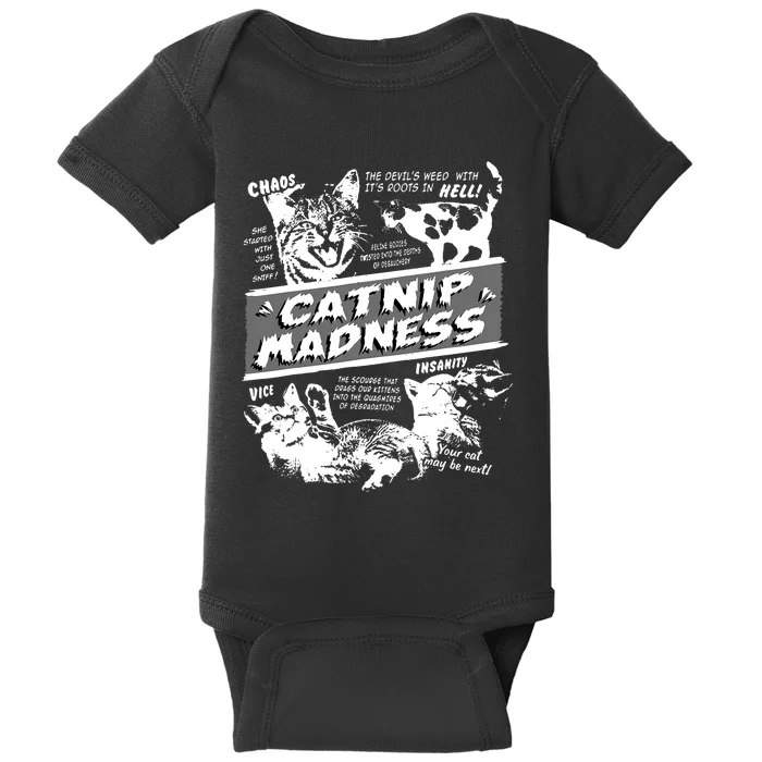 Catnip Madness Cute Kitten Funny Cat Pet Humor Baby Bodysuit