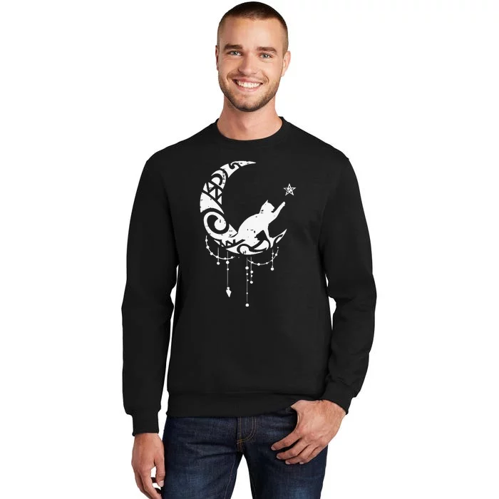 Crescent Moon Cat Star Mystical Celestial Women Girl Sweatshirt