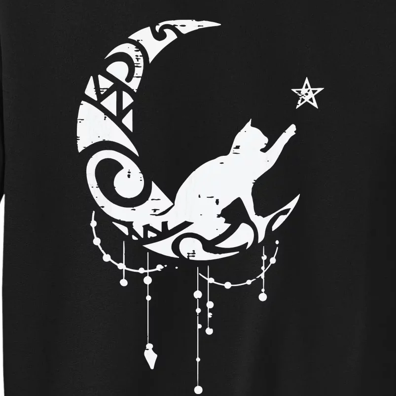 Crescent Moon Cat Star Mystical Celestial Women Girl Sweatshirt