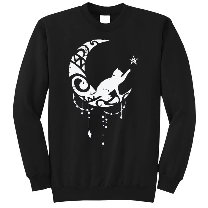 Crescent Moon Cat Star Mystical Celestial Women Girl Sweatshirt