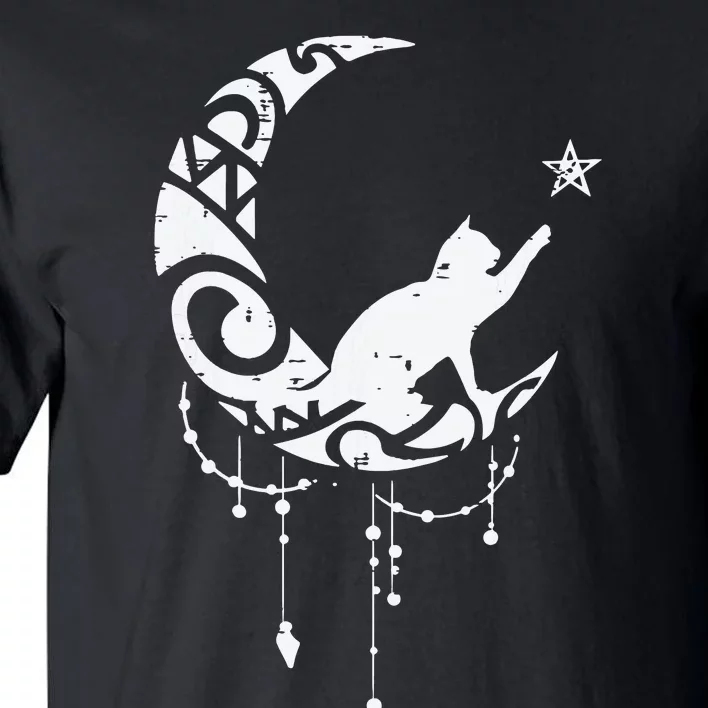 Crescent Moon Cat Star Mystical Celestial Women Girl Tall T-Shirt