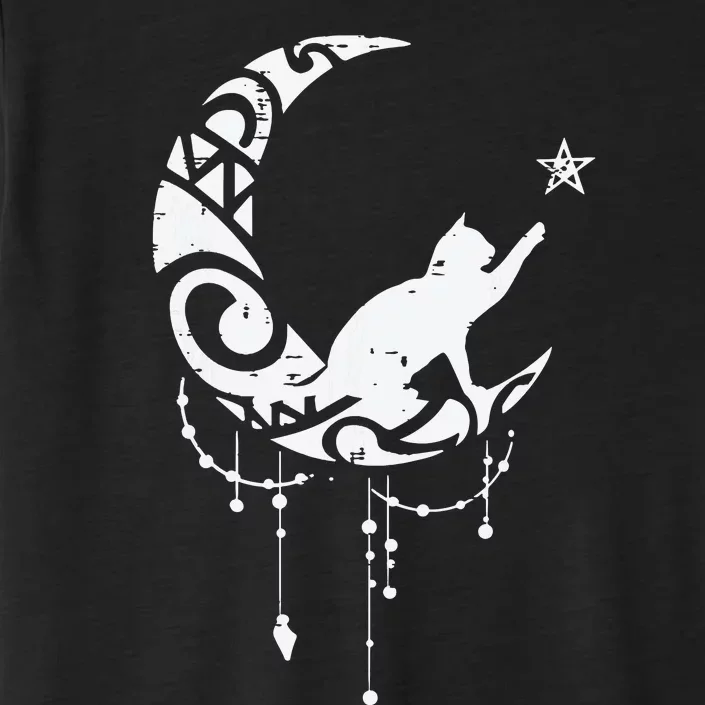 Crescent Moon Cat Star Mystical Celestial Women Girl ChromaSoft Performance T-Shirt