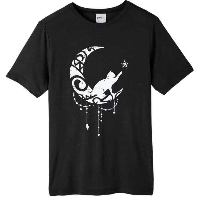 Crescent Moon Cat Star Mystical Celestial Women Girl ChromaSoft Performance T-Shirt