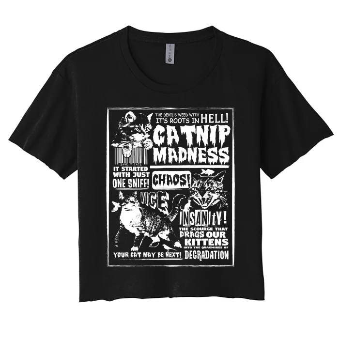 Catnip Madness Cute Kitten Cat Lover Gift For Cat Owners Women's Crop Top Tee