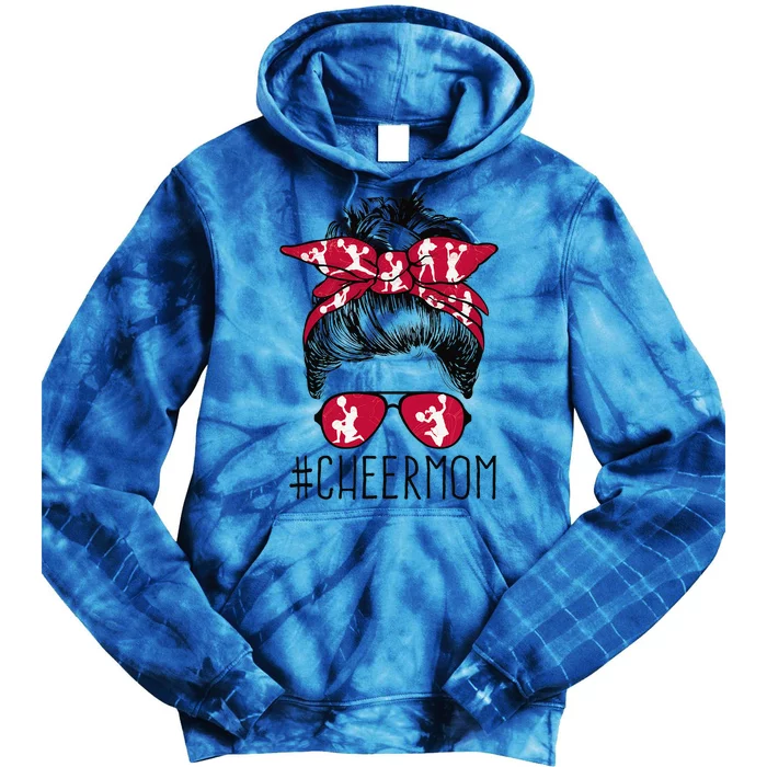 Cheer Mom Cheerleader Mama Life Messy Bun MotherS Day Tie Dye Hoodie