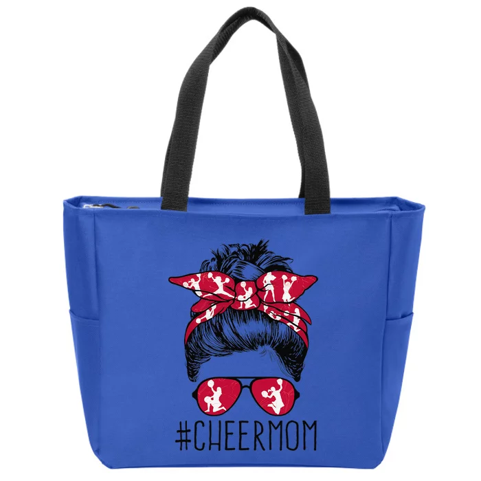 Cheer Mom Cheerleader Mama Life Messy Bun MotherS Day Zip Tote Bag