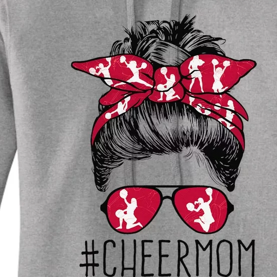 Cheer Mom Cheerleader Mama Life Messy Bun MotherS Day Women's Pullover Hoodie