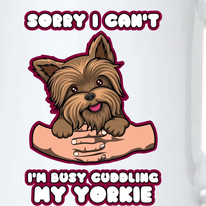 Cuddling My Cute Yorkie Funny Yorkshire Terrier Great Gift Black Color Changing Mug