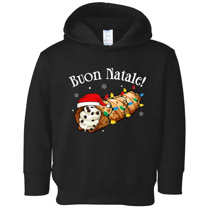 Cannolo Merry Christmas In Italian Buon Natale Long Sleeve Toddler Hoodie