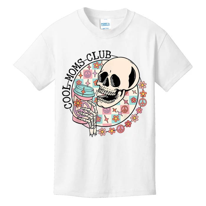 Cool Moms Club Funny Coffee Skeleton Mama Mom Mothers Day Kids T-Shirt