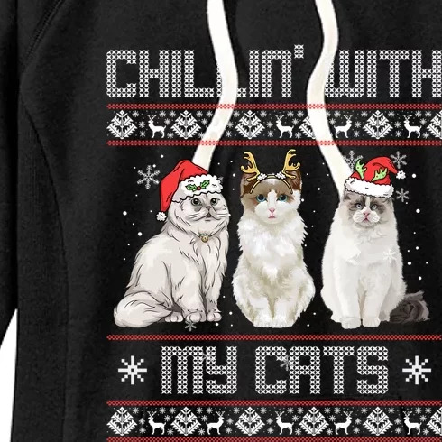 Christmas Meowy Cute Meaningful Gift For Cat Lovers Christmas Cat Gift Women's Fleece Hoodie