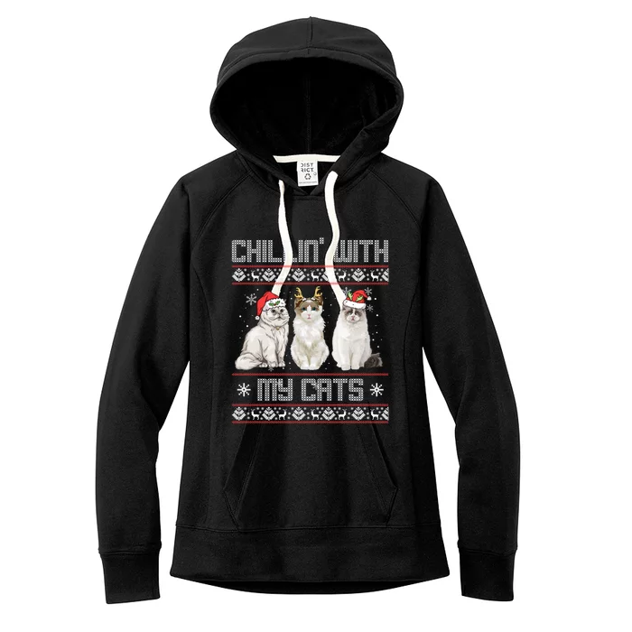 Christmas Meowy Cute Meaningful Gift For Cat Lovers Christmas Cat Gift Women's Fleece Hoodie