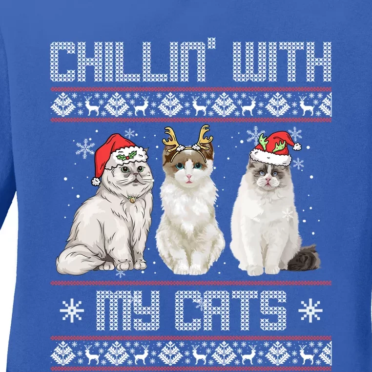 Christmas Meowy Cute Meaningful Gift For Cat Lovers Christmas Cat Gift Ladies Long Sleeve Shirt