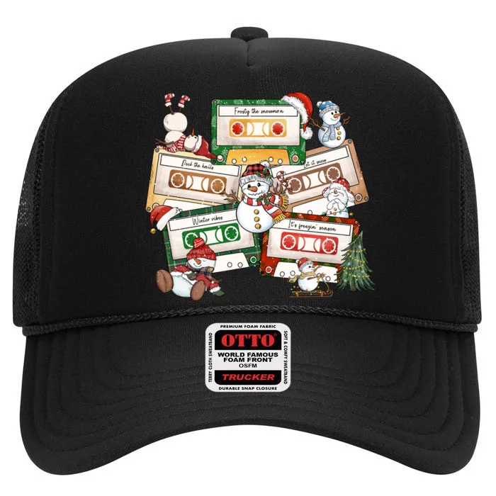 Christmas Music Cassette Tapes Christmas Tree Funny Xmas Gift High Crown Mesh Trucker Hat