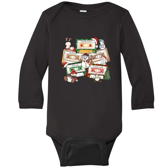 Christmas Music Cassette Tapes Christmas Tree Funny Xmas Gift Baby Long Sleeve Bodysuit