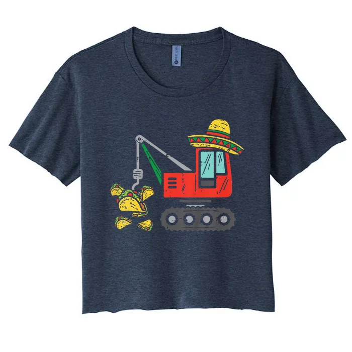 Child Mexican Crane Tacos Cinco De Mayo Fiesta Women's Crop Top Tee