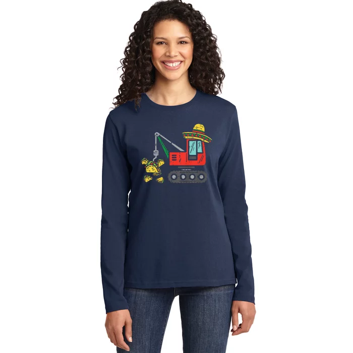 Child Mexican Crane Tacos Cinco De Mayo Fiesta Ladies Long Sleeve Shirt