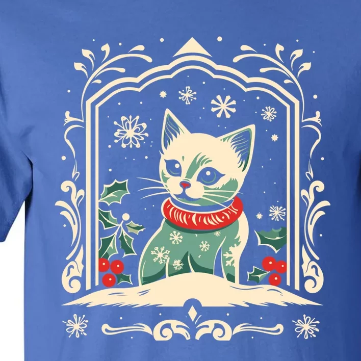 Cat Mom Cat Lover Winter Christmas Kitten Art Cute Gift Tall T-Shirt