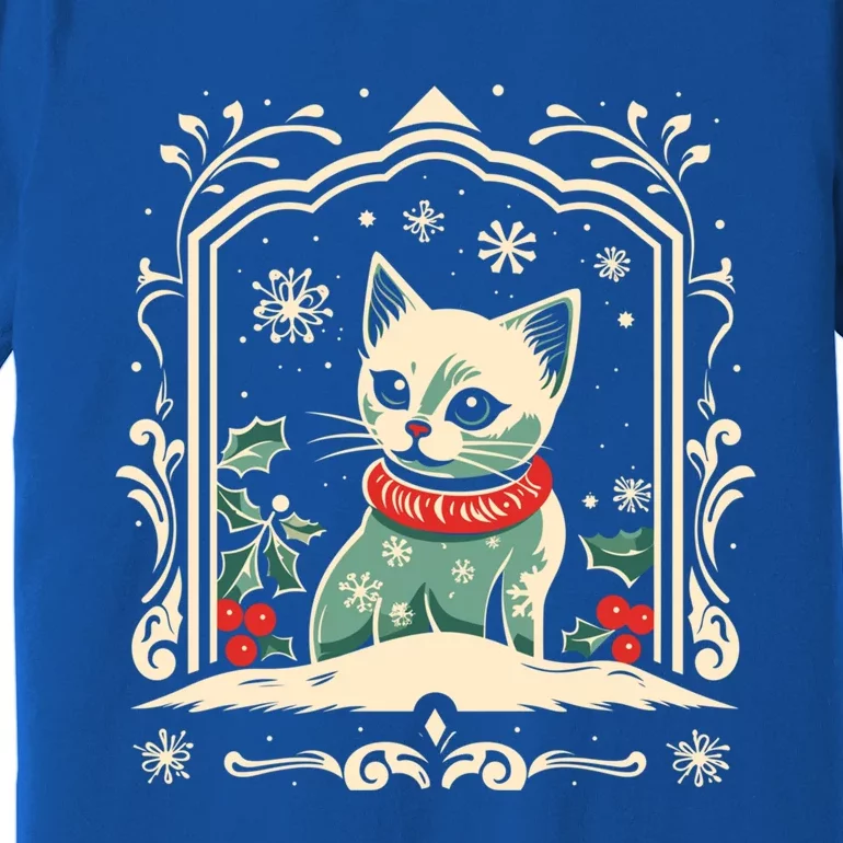 Cat Mom Cat Lover Winter Christmas Kitten Art Cute Gift Premium T-Shirt