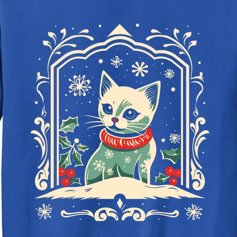 Cat Mom Cat Lover Winter Christmas Kitten Art Cute Gift Tall Sweatshirt