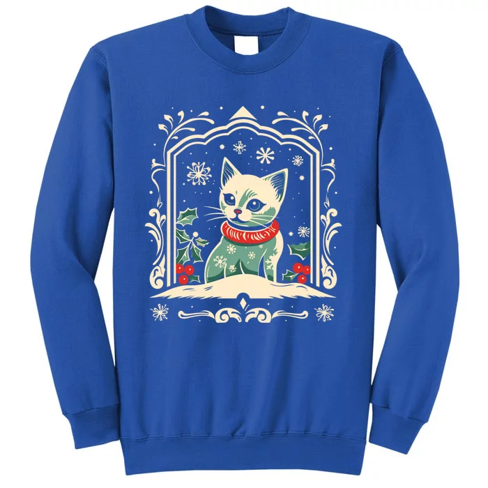 Cat Mom Cat Lover Winter Christmas Kitten Art Cute Gift Tall Sweatshirt