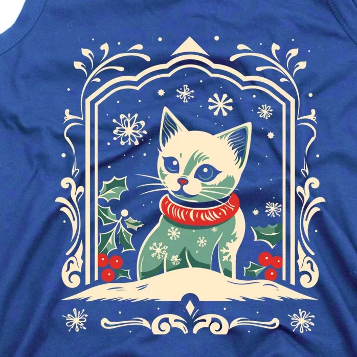 Cat Mom Cat Lover Winter Christmas Kitten Art Cute Gift Tank Top