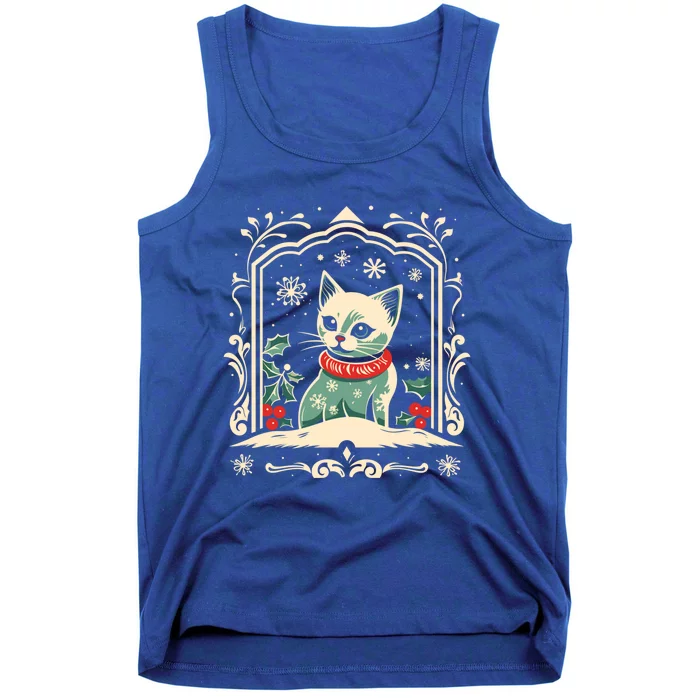 Cat Mom Cat Lover Winter Christmas Kitten Art Cute Gift Tank Top