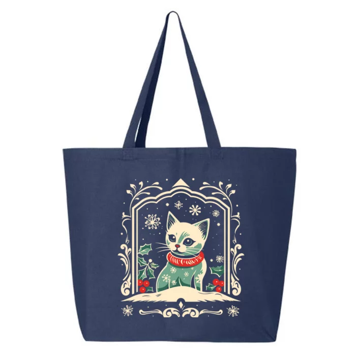 Cat Mom Cat Lover Winter Christmas Kitten Art Cute Gift 25L Jumbo Tote